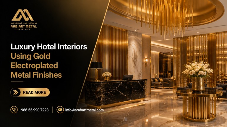 Luxury Hotel Interiors Using Gold Electroplated Metal Finishes